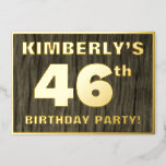 [ Thumbnail: 46th Birthday Party: Bold, Faux Wood Grain Pattern Invitation ]