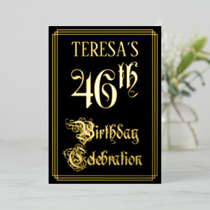 46th Birthday Party — Fancy Script & Custom Name Foil Invitation