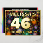 [ Thumbnail: 46th Birthday Party — Fun, Colorful Fireworks Look Invitation ]