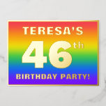 [ Thumbnail: 46th Birthday Party: Fun, Colorful Rainbow Pattern Invitation ]