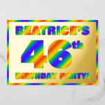 [ Thumbnail: 46th Birthday Party — Fun, Rainbow Spectrum “46” Invitation ]