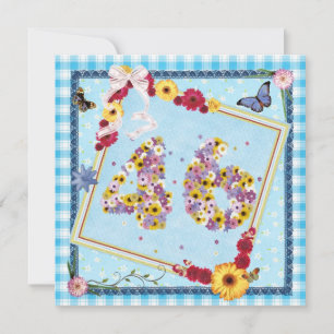 46th Birthday party Invitation flowers,butterflies