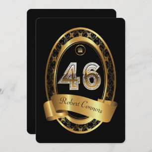 46th,birthday party woman man,elegant color invitation