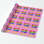 [ Thumbnail: 46th Birthday: Pink Stripes & Hearts, Rainbow # 46 Wrapping Paper ]