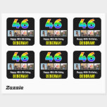 [ Thumbnail: 46th Birthday: Rainbow “46”; Custom Photos & Name Sticker ]
