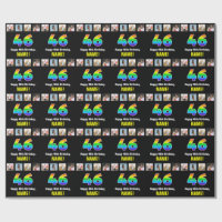 46th Birthday: Rainbow “46“; Custom Photos & Name