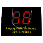 [ Thumbnail: 46th Birthday: Red Digital Clock Style "46" + Name Gift Bag ]