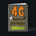 46th Birthday: Spooky Halloween Theme, Custom Name Card<br><div class="desc">The front of this scary and spooky Hallowe'en birthday themed greeting card design features a large number "46" and the message "HAPPY BIRTHDAY, ", plus a customizable name. There are also depictions of a ghost and a bat on the front. The inside features a customizable birthday greeting message, or could...</div>