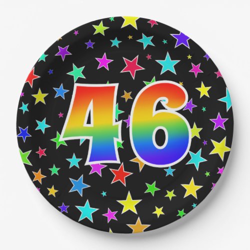 46th Event Bold Fun Colorful Rainbow 46 Paper Plates