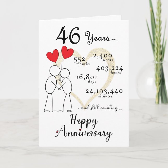 46th Wedding Anniversary Card with heart balloons (Front)