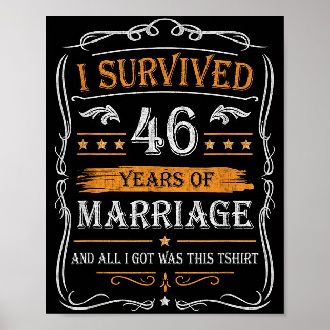 46th Wedding Anniversary Shirt Couples Husband Wif Poster (Front)