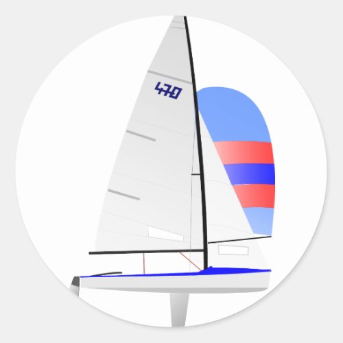 470  Racing Sailboat onedesign Olympic Class Classic Round Sticker