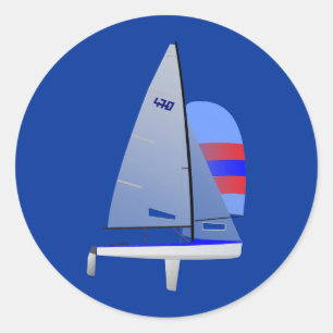 470 Racing Sailboat onedesign Olympic Class Classic Round Sticker