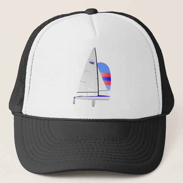470  Racing Sailboat onedesign Olympic Class Trucker Hat (Front)