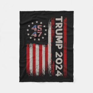 47 Donald Trump 2024 American Flag 2024 Election Fleece Blanket