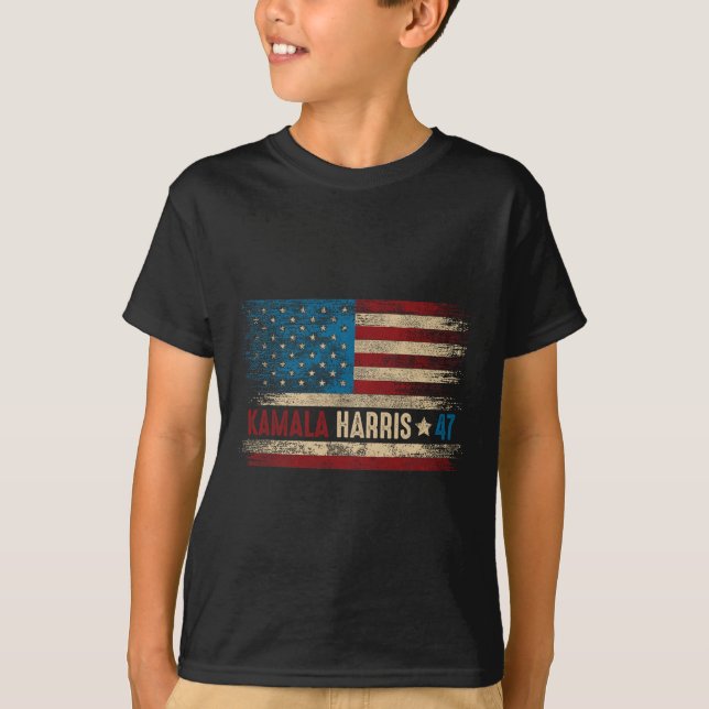 47 For President Usa American Flag Kamala Harris 2 T-Shirt (Front)