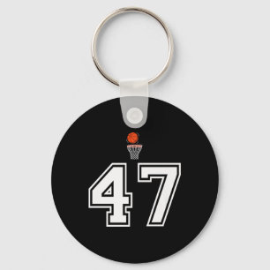 47 Number Basketball Style Vintage White Premium Keychain