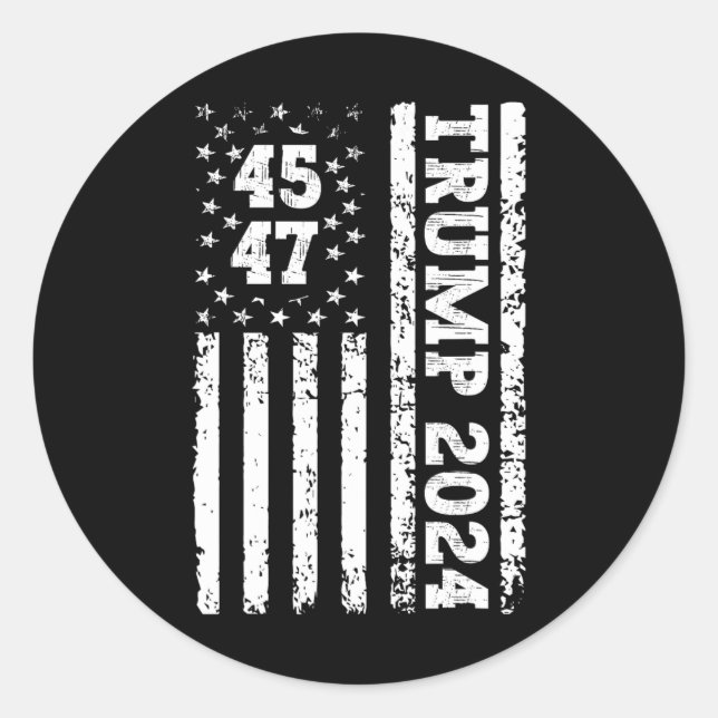 47 Trump 2024 American Flag 2  Classic Round Sticker (Front)