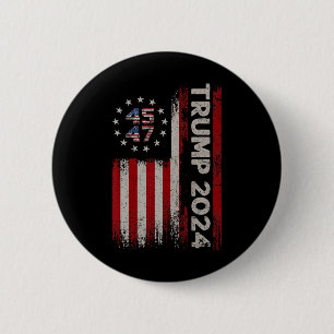 47 Trump 2024 American Flag  Button