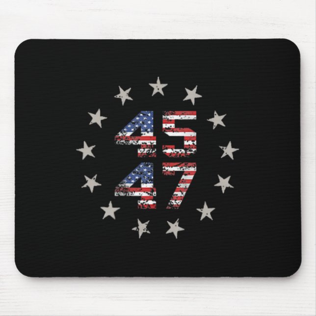 47 Trump 2024 American Flag (on Back) 1  Mouse Pad (Front)