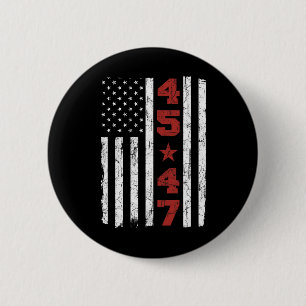 47 Trump Vintage Usa Flag 2024 President Election Button