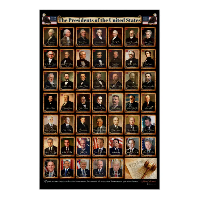 大統領プロフ必読 47 US Presidents Donald Trump Portrait Poster | Zazzle