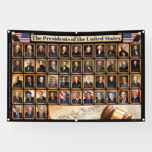47 US Presidents with Donald Trump Outdoor Banner  (Horizontal)