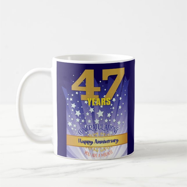 47 Year CUSTOM Recovery Anniversary Bold Numeral Coffee Mug (Left)
