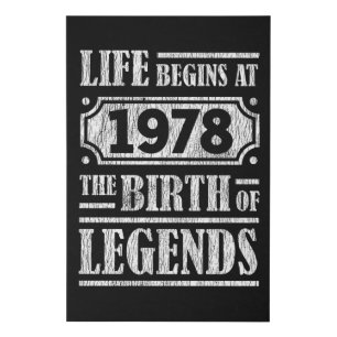 47 Year Old 1978 Birth Of Legend 47th Birthday Faux Canvas Print