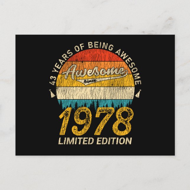 47 Year Old 1978 Retro Awesome 47th Birthday Gift Postcard (Front)