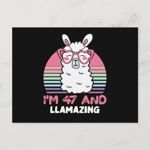 47 Year Old Bday Llamazing Llama 47th Birthday Postcard
