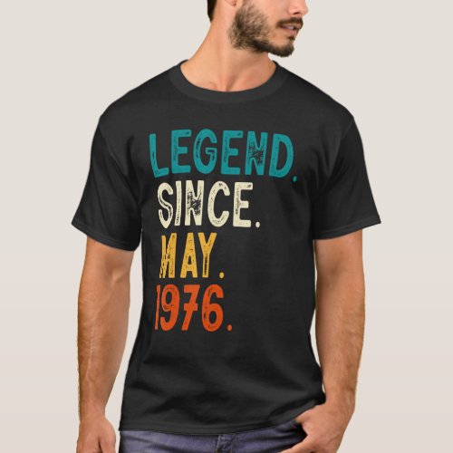 47 Year Old Legend Since May 1976 47th Birthday T_Shirt