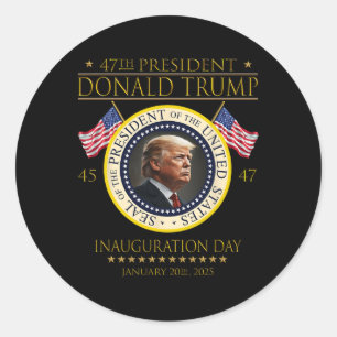 47t President Donald Trump Inauguration Day 2025 M Classic Round Sticker