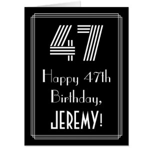 47th Birthday — Art Deco Inspired Look “47” + Name Card