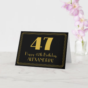 47th Birthday: Art Deco Inspired Look "47" + Name Card
