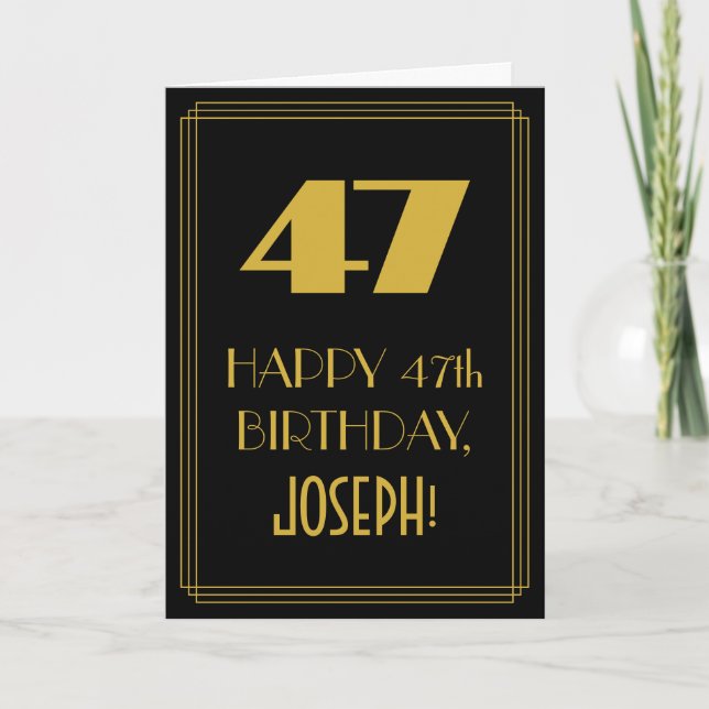 47th Birthday ~ Art Deco Inspired Look "47" & Name Card (Front)