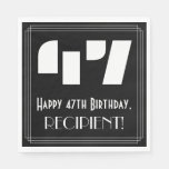 [ Thumbnail: 47th Birthday: Art Deco Inspired Look "47" + Name Napkins ]
