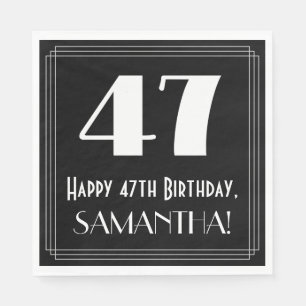 47th Birthday ~ Art Deco Inspired Look "47", Name Napkins