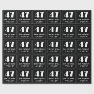 47th Birthday - Art Deco Inspired Look "47", Name Wrapping Paper