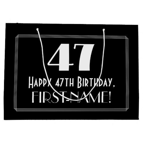47th Birthday Art Deco Inspired Style 47 Name Large Gift Bag