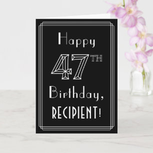 47th Birthday: Art Deco Style # 47 & Custom Name Card