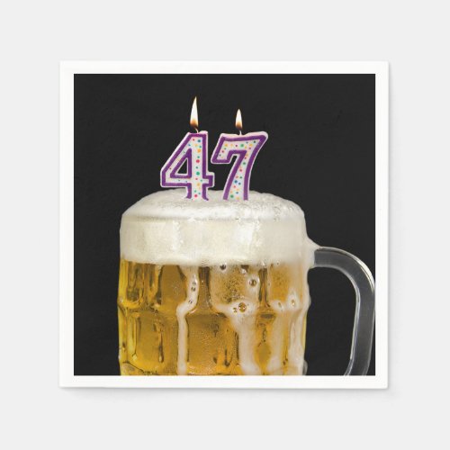 47th Birthday Beer on black Napkins