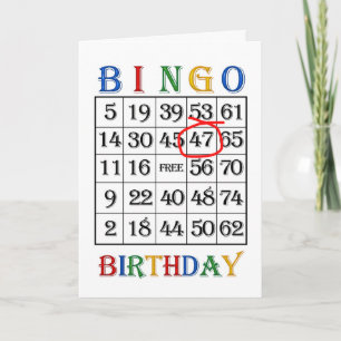 47th Birthday Bingo card