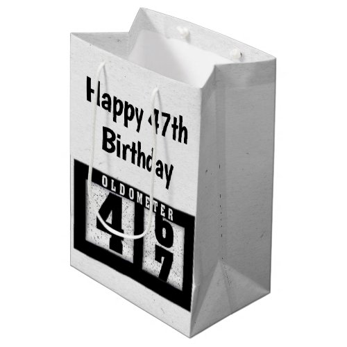47th Birthday Black Odometer      Medium Gift Bag