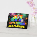 [ Thumbnail: 47th Birthday: Bold, Fun, Fireworks, Rainbow 47 Card ]