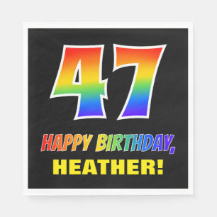 47th Birthday: Bold, Fun, Simple, Rainbow 47 Napkins