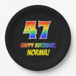 [ Thumbnail: 47th Birthday: Bold, Fun, Simple, Rainbow 47 Paper Plates ]