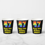 [ Thumbnail: 47th Birthday: Colorful, Fun, Exciting, Rainbow 47 Paper Cups ]