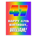 [ Thumbnail: 47th Birthday: Colorful, Fun Rainbow Pattern # 47 Card ]