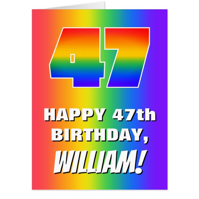 47th Birthday: Colorful, Fun Rainbow Pattern # 47 Card (Front)